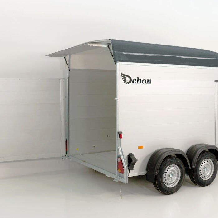 Debon Kofferanhänger C500 164x300cm H:200cm 2,0t|Alu|Polybug|Tür|grau
