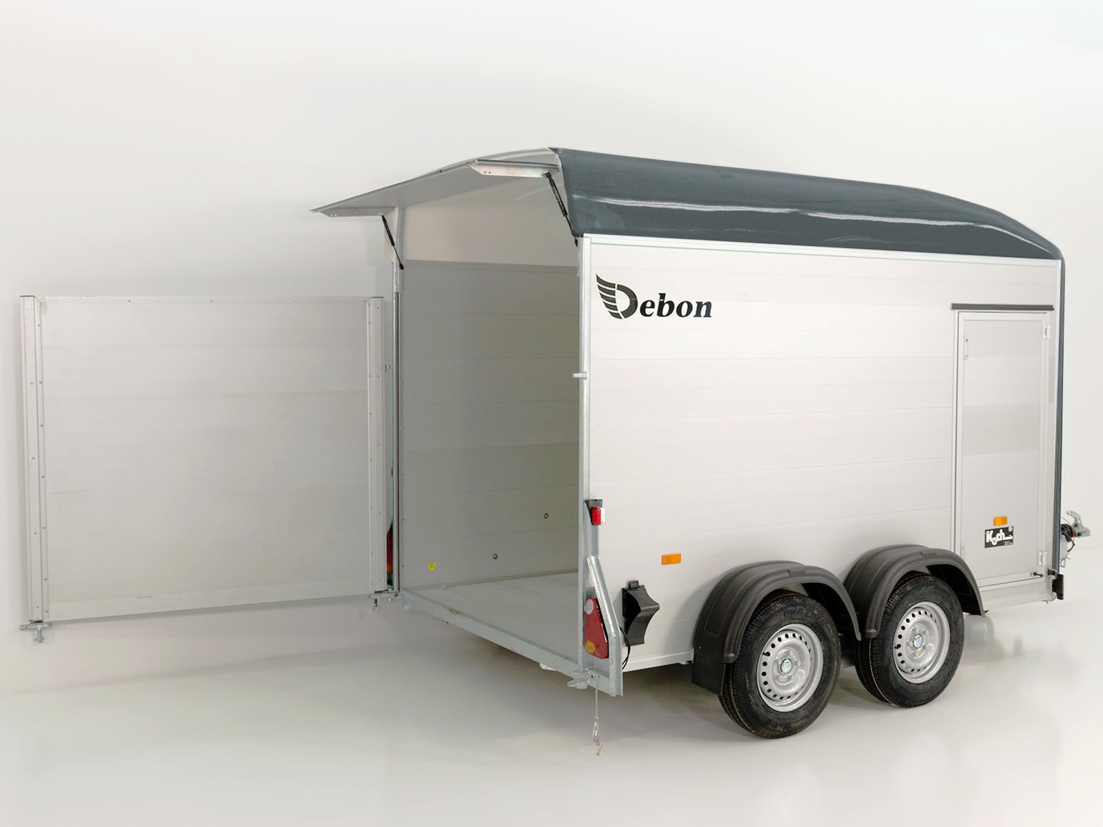 Debon Kofferanhänger C500 164x300cm H:200cm 2,0t|Alu|Polybug|Tür|grau