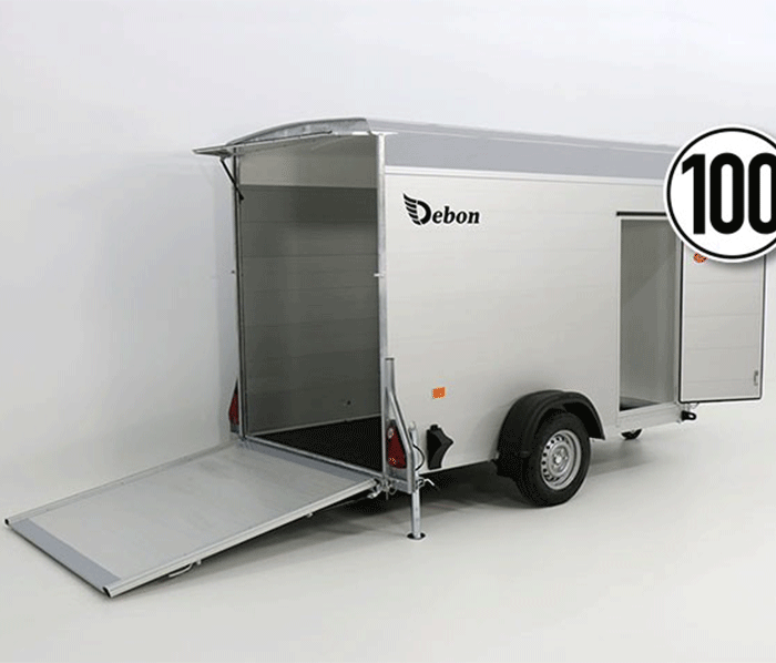 Debon Kofferanhänger Cargo H:190cm 1,3t|Alu, Polybug|Tür|grau