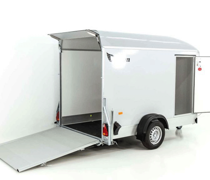 Debon Kofferanhänger C300 148x295cm H:190cm 1,3t| Polybug|Tür|grau