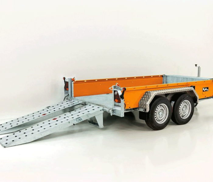 Vezeko Baumaschinenanhänger BA 3,5t|SB|Schwenk-Rampen|orange
